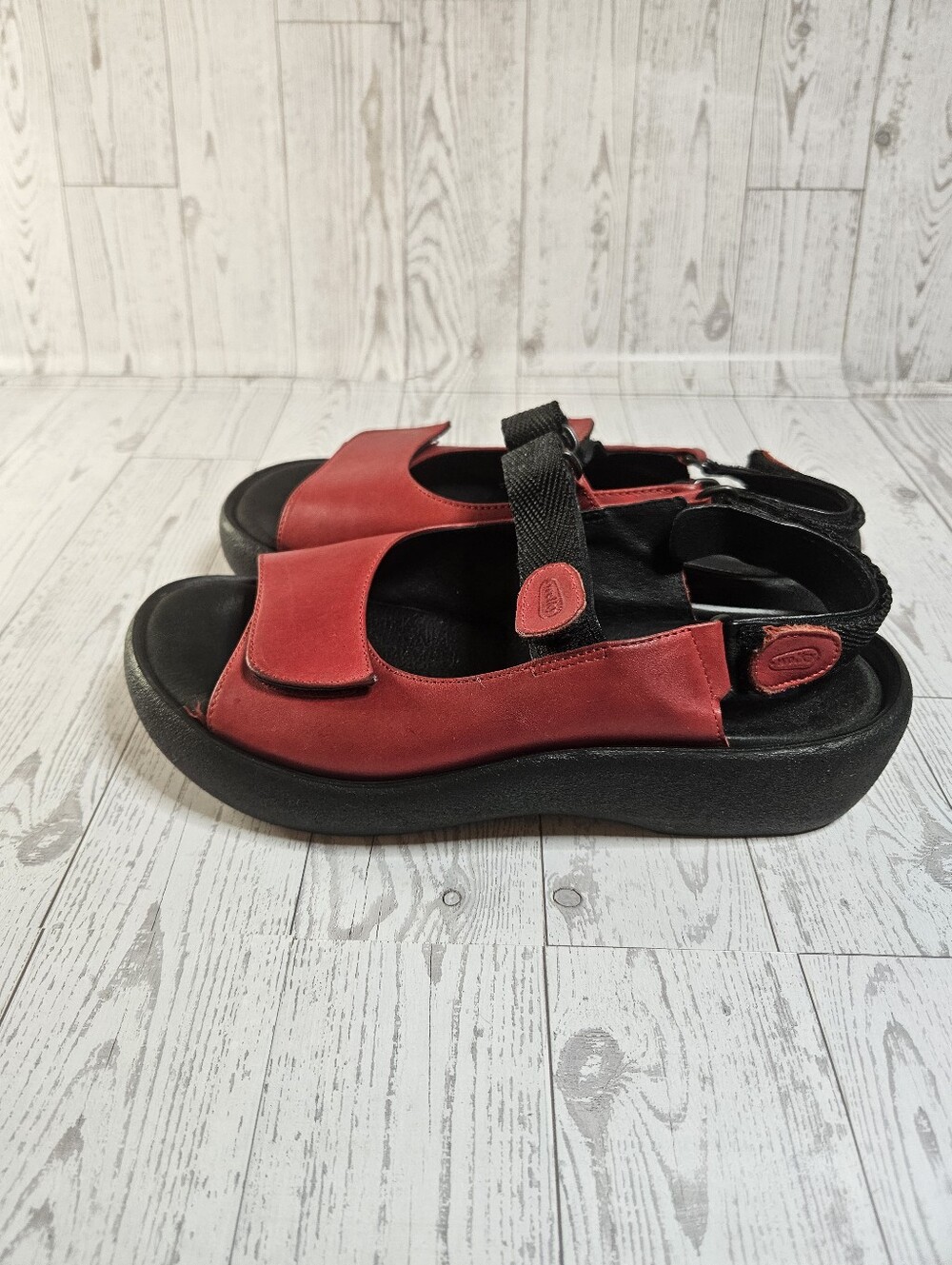 Wolky Red Jewel Slingback Sport Walking Sandals Women's size 38 Hook & Loop